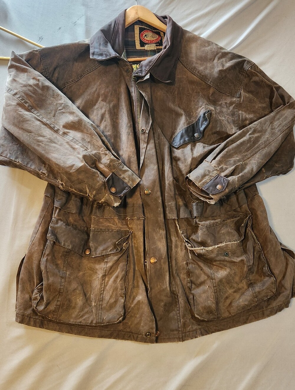 Australian Outback Oilskin Coated Cotton Canvas Rugged Men's Chore Coat